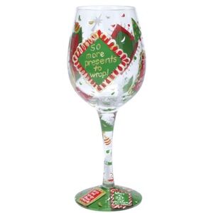 Holiday Whine Wine Glass by Lolita hand painted